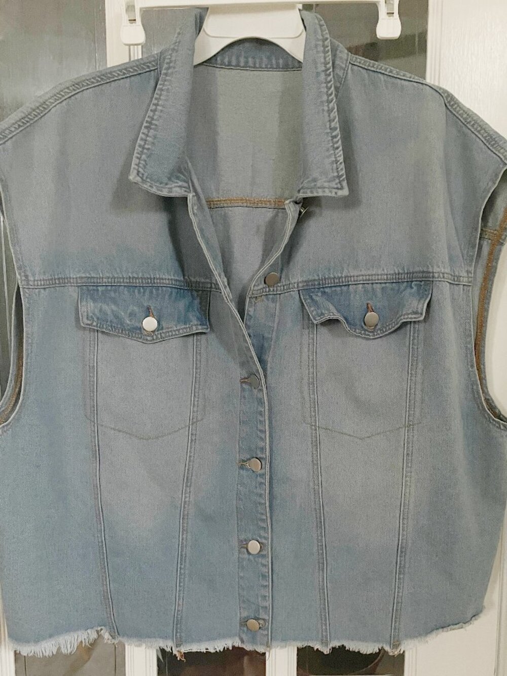 Light Wash Distressed Denim Vest Plus Size 4X NWOT